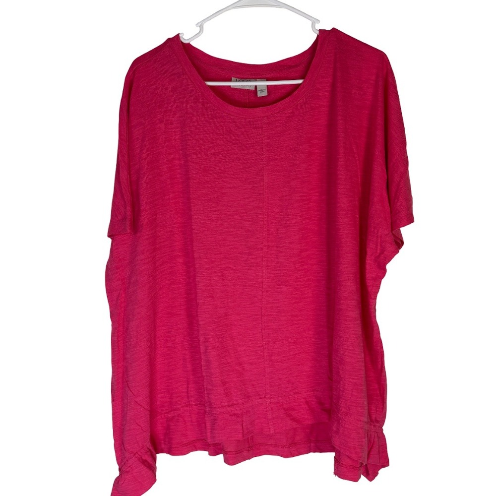 LOGO Lori Goldstein T-Shirt Womens Medium Pink Slub Knit Short Sleeve Sharkbite